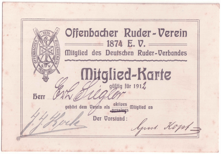 Mitgliedsausweis 1912